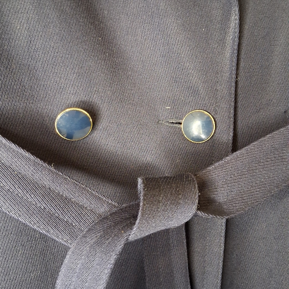 VINTAGE Anna Collection Saxonia Pure Virgin Wool Navy Blue Trench Coat - Picture 6 of 16